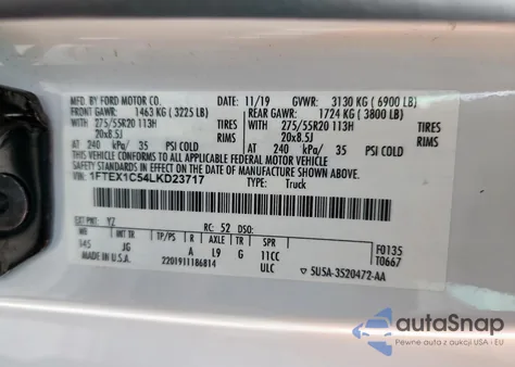 2020 Ford F150 Super Cab from USA, damaged, VIN 1FTEX1C54LKD23717